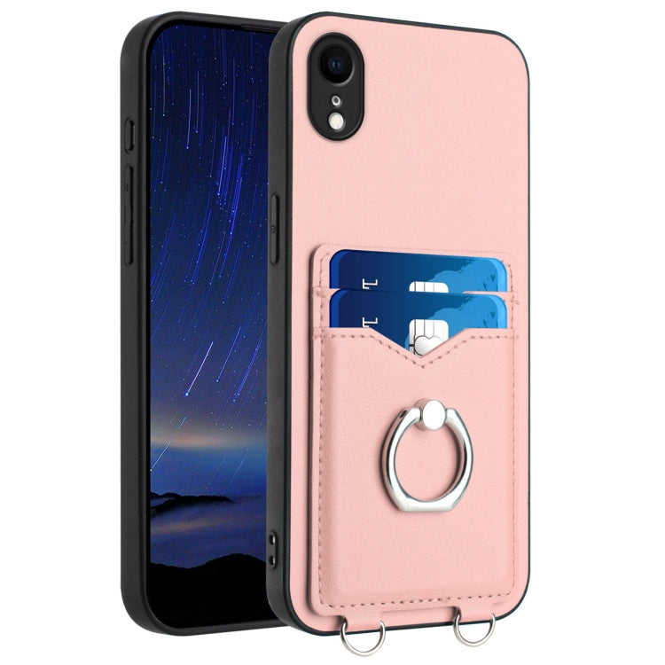 حافظة هاتف مع حامل بطاقة وخاتم R20، لهواتف iPhone XS / X، لهاتف iPhone XR، لهاتف iPhone XS Max، لهواتف iPhone 8 Plus / 7 Plus