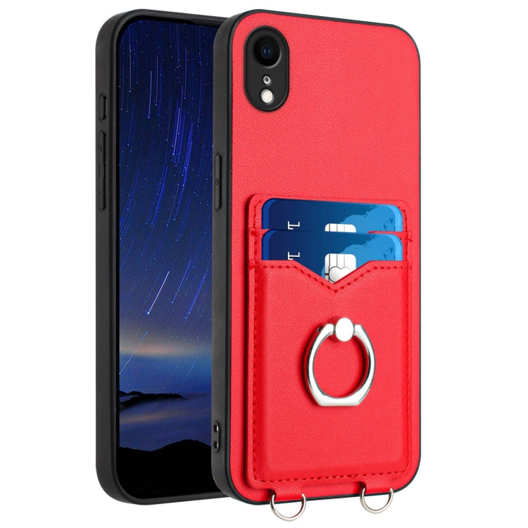 حافظة هاتف مع حامل بطاقة وخاتم R20، لهواتف iPhone XS / X، لهاتف iPhone XR، لهاتف iPhone XS Max، لهواتف iPhone 8 Plus / 7 Plus