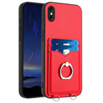 حافظة هاتف مع حامل بطاقة وخاتم R20، لهواتف iPhone XS / X، لهاتف iPhone XR، لهاتف iPhone XS Max، لهواتف iPhone 8 Plus / 7 Plus