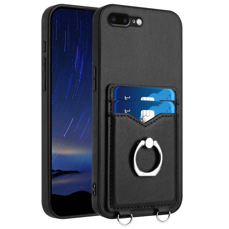 حافظة هاتف مع حامل بطاقة وخاتم R20، لهواتف iPhone XS / X، لهاتف iPhone XR، لهاتف iPhone XS Max، لهواتف iPhone 8 Plus / 7 Plus