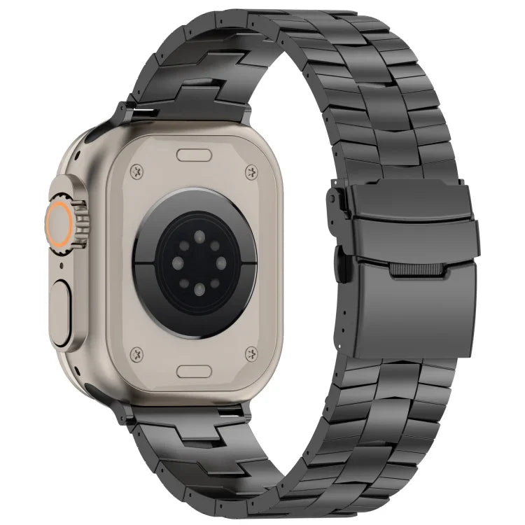Rice Ears Safety Buckle Titanium Alloy Watch Band, For Apple Watch Series 5 44mm, For Apple Watch Series 4 44mm, For Apple Watch Series 3 42mm
