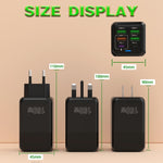 شاحن متعدد المنافذ 150 واط 4 × USB + 2 × USB-C / Type-C، قابس الاتحاد الأوروبي، قابس الولايات المتحدة، قابس المملكة المتحدة