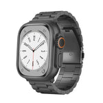 3-Bead Flat Buckle Titanium Alloy Watch Band, For Apple Watch SE 2023 44mm, For Apple Watch SE 2023 40mm, For Apple Watch Ultra 2 49mm, For Apple Watch Series 9 45mm, For Apple Watch Series 9 41mm, For Apple Watch Ultra 49mm, For Apple Watch Series 8 4...