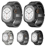 3-Bead Flat Buckle Titanium Alloy Watch Band, For Apple Watch SE 2023 44mm, For Apple Watch SE 2023 40mm, For Apple Watch Ultra 2 49mm, For Apple Watch Series 9 45mm, For Apple Watch Series 9 41mm, For Apple Watch Ultra 49mm, For Apple Watch Series 8 4...