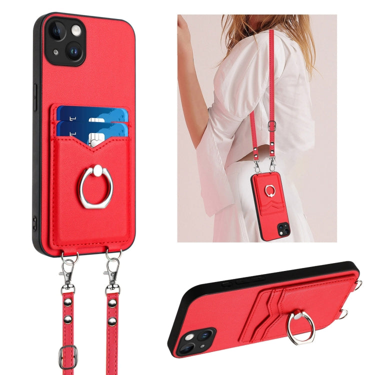 حافظة هاتف بحامل بطاقات بحلقة وحبل عابر للجسم R20، لهواتف iPhone 14 Plus، iPhone 14، iPhone 14 Pro، iPhone 14 Pro Max، iPhone SE 2022 / SE 2020 / 8، iPhone 13 Pro Max، iPhone 13 Pro، iPhone 13