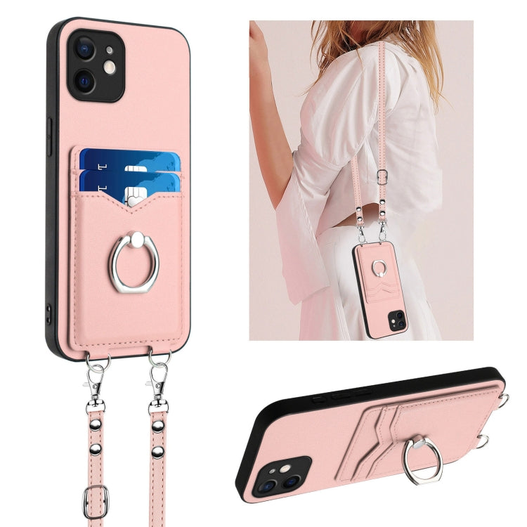 حافظة هاتف بحامل بطاقات بحلقة وحبل عابر للجسم R20، لهواتف iPhone 13 mini، iPhone 12، iPhone 12 Pro Max، iPhone 12 Pro، iPhone 12 mini، iPhone 11 Pro Max، iPhone 11، iPhone 11 Pro