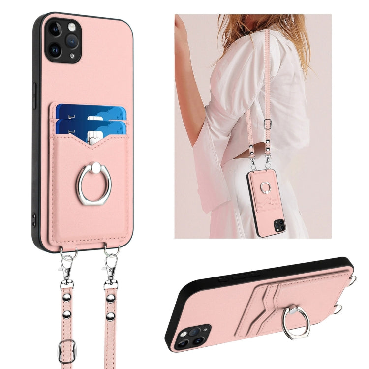 حافظة هاتف بحامل بطاقات بحلقة وحبل عابر للجسم R20، لهواتف iPhone 13 mini، iPhone 12، iPhone 12 Pro Max، iPhone 12 Pro، iPhone 12 mini، iPhone 11 Pro Max، iPhone 11، iPhone 11 Pro