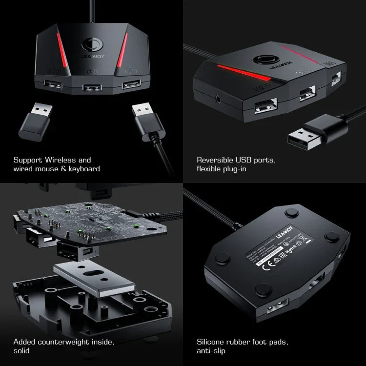 محول لوحة مفاتيح وفأرة لجهاز ألعاب GameSir LeadJoy VX2 AimBox لأجهزة Xbox / PS4