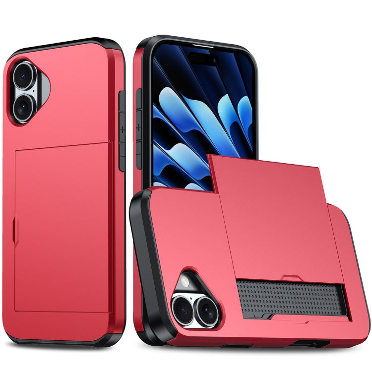 غطاء هاتف مضاد للصدمات مع فتحة بطاقة، لهاتف iPhone 16