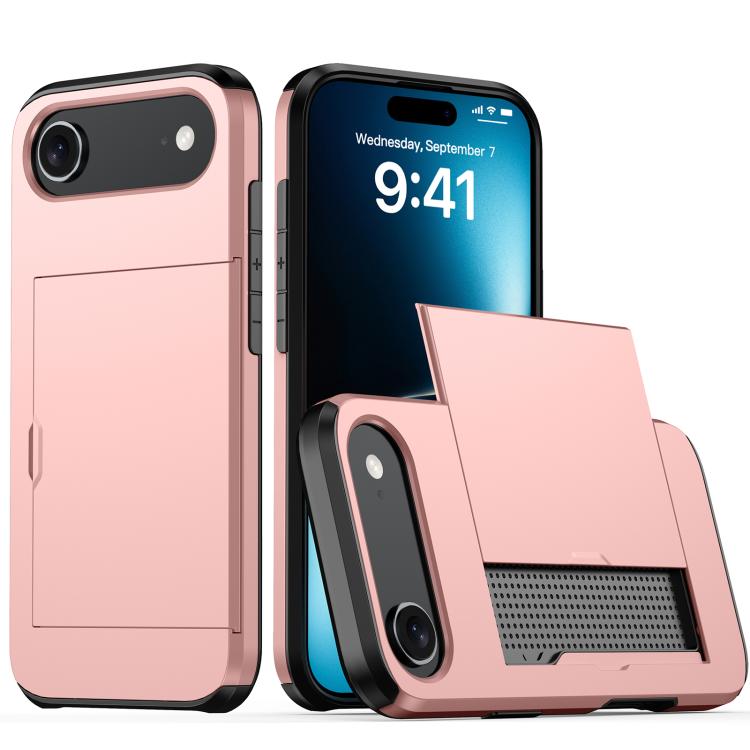 غطاء هاتف مضاد للصدمات مع فتحة بطاقة، لهواتف iPhone Air، iPhone 16 Pro Max، iPhone 16 Pro، iPhone 16 Plus