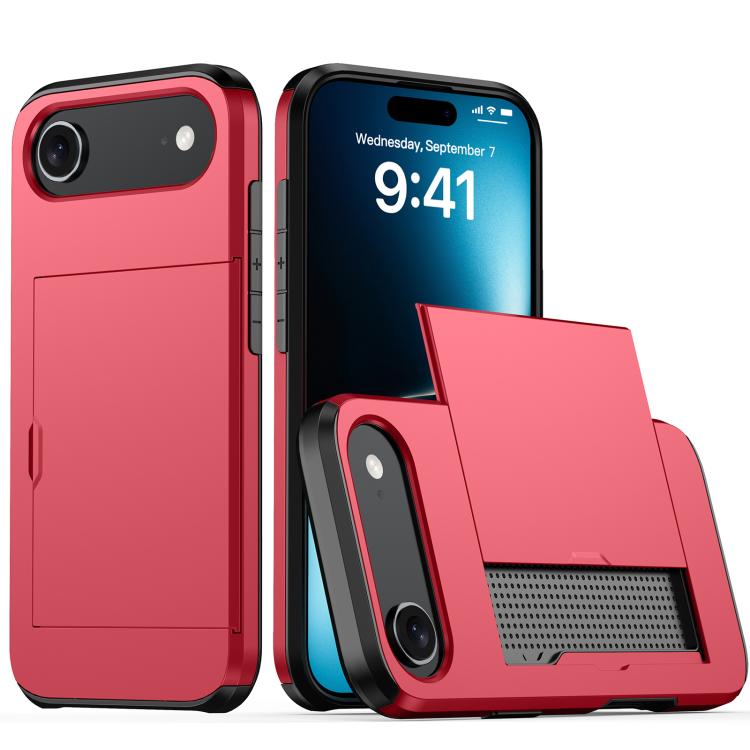 غطاء هاتف مضاد للصدمات مع فتحة بطاقة، لهواتف iPhone Air، iPhone 16 Pro Max، iPhone 16 Pro، iPhone 16 Plus