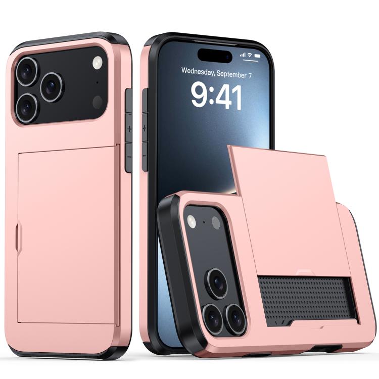 غطاء هاتف مضاد للصدمات مع فتحة بطاقة، لهواتف iPhone 17e / 16e، iPhone 17 Pro Max، iPhone 17 Pro، iPhone 17