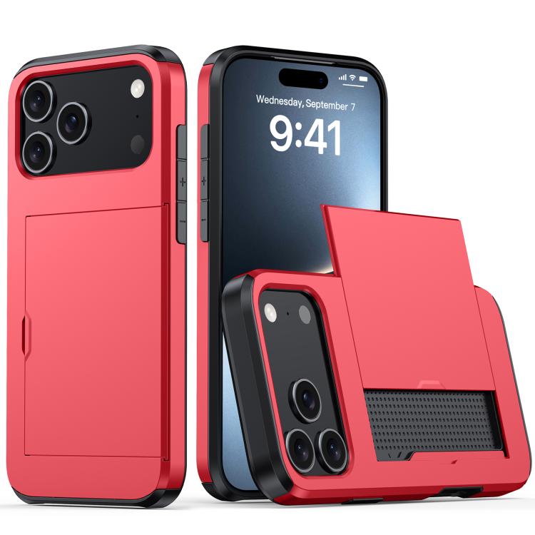 غطاء هاتف مضاد للصدمات مع فتحة بطاقة، لهواتف iPhone 17e / 16e، iPhone 17 Pro Max، iPhone 17 Pro، iPhone 17
