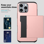 غطاء هاتف مضاد للصدمات مع فتحة بطاقة، لهواتف iPhone 17e / 16e، iPhone 17 Pro Max، iPhone 17 Pro، iPhone 17