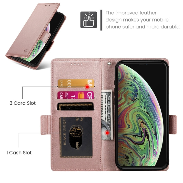 غطاء هاتف جلدي مغناطيسي مطفي مع إبزيم جانبي، لهواتف iPhone XS Max، iPhone 8 Plus / 7 Plus