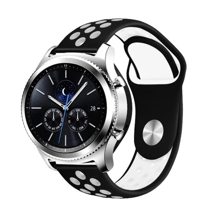 سوار ساعة بديل من السيليكون ثنائي اللون مقاس 22مم لساعات Smasung Gear S4 Active