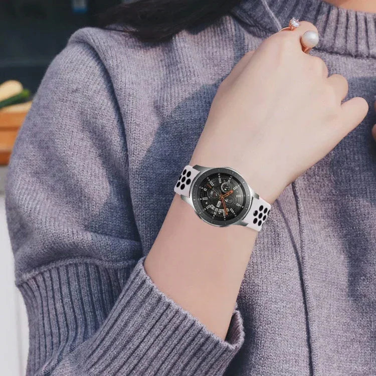 سوار ساعة بديل من السيليكون ثنائي اللون مقاس 22مم لساعات Smasung Gear S4 Active