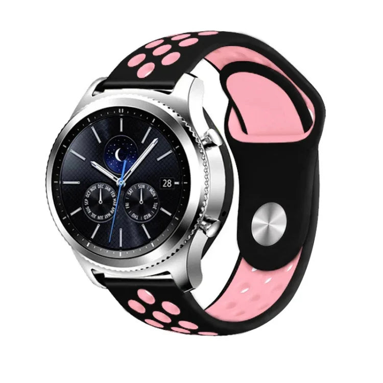 سوار ساعة بديل من السيليكون ثنائي اللون مقاس 22مم لساعات Smasung Gear S4 Active