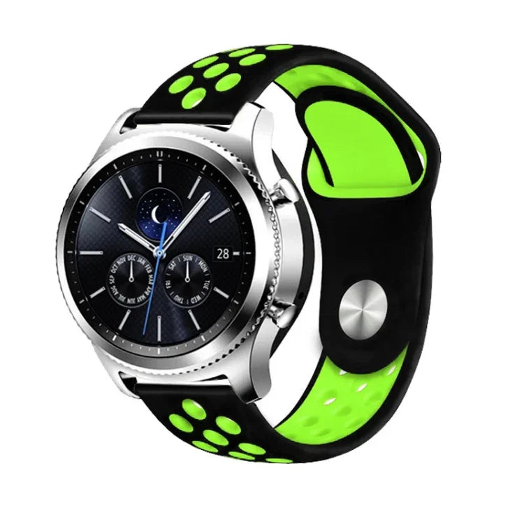 سوار ساعة بديل من السيليكون ثنائي اللون مقاس 22مم لساعات Smasung Gear S4 Active