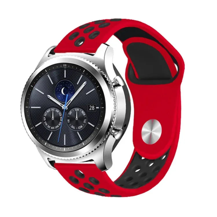 سوار ساعة بديل من السيليكون ثنائي اللون مقاس 22مم لساعات Smasung Gear S4 Active