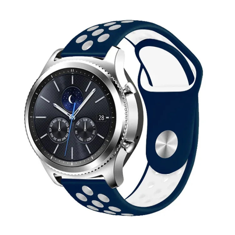 سوار ساعة بديل من السيليكون ثنائي اللون مقاس 22مم لساعات Smasung Gear S4 Active