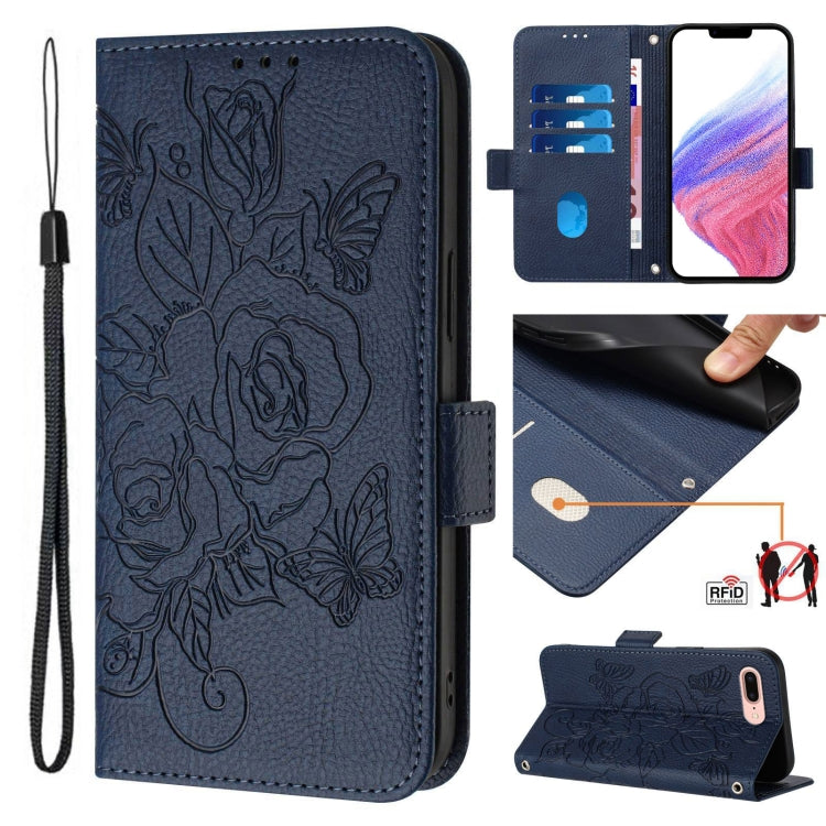 غطاء هاتف جلدي مضاد للسرقة مع نقش وردة وتقنية RFID، لهواتف iPhone 11 Pro Max، iPhone 11، iPhone 11 Pro، iPhone XS / X، iPhone XR، iPhone XS Max، iPhone 8 Plus / 7 Plus