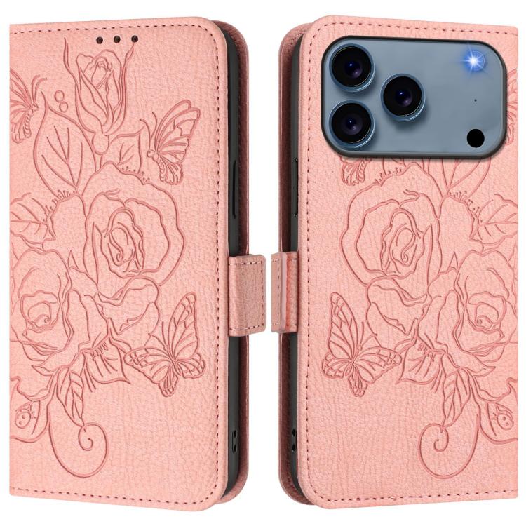حافظة هاتف جلدية مقاومة للسرقة بتقنية RFID مع نقش وردة بارز، لهواتف iPhone 17 Pro Max، iPhone 17 Pro، iPhone 17، iPhone Air، iPhone SE 2024، iPhone 16 Pro Max، iPhone 16 Pro، iPhone 16 Plus