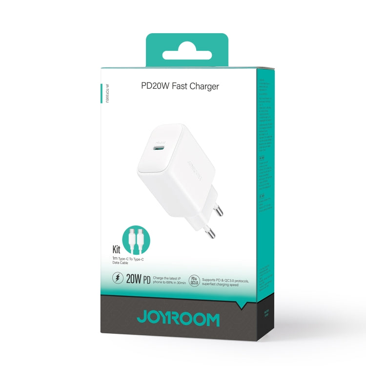 مجموعة شاحن JOYROOM JR-TCF20 PD20W بمنفذ Type-C مع كابل Type-C إلى Type-C، قابس الاتحاد الأوروبي + كابل Type-C إلى Type-C، قابس المملكة المتحدة + كابل Type-C إلى Type-C