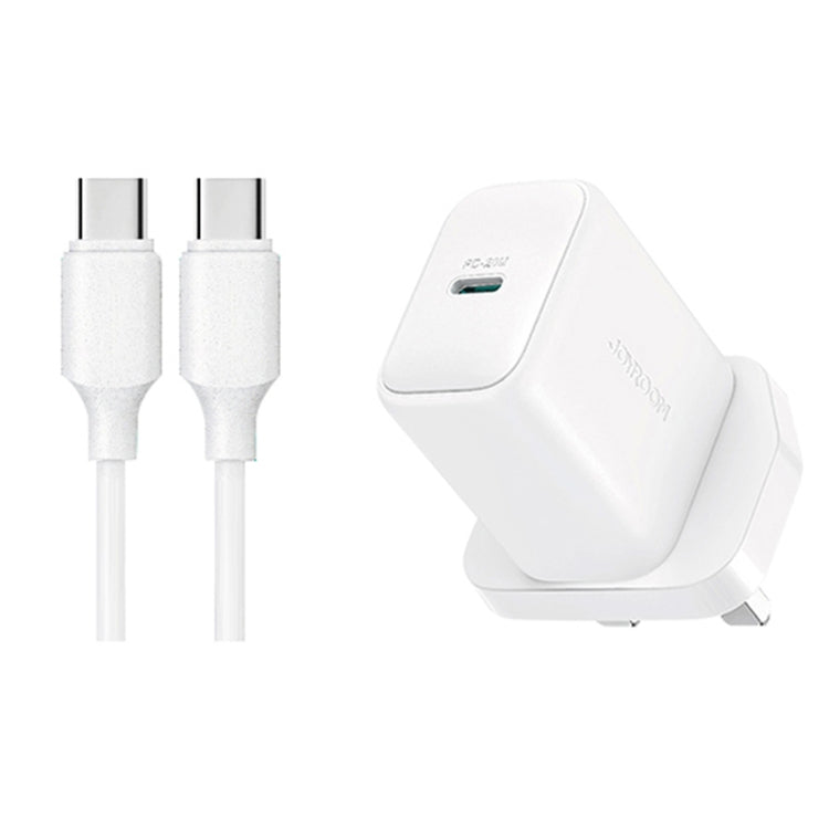 مجموعة شاحن JOYROOM JR-TCF20 PD20W بمنفذ Type-C مع كابل Type-C إلى Type-C، قابس الاتحاد الأوروبي + كابل Type-C إلى Type-C، قابس المملكة المتحدة + كابل Type-C إلى Type-C
