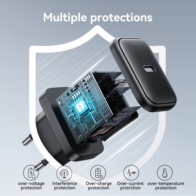 مجموعة شاحن سريع JOYROOM JR-TCF23 بقوة 25 واط USB-C / Type-C مع كابل Type-C إلى Type-C، قابس الاتحاد الأوروبي، قابس المملكة المتحدة