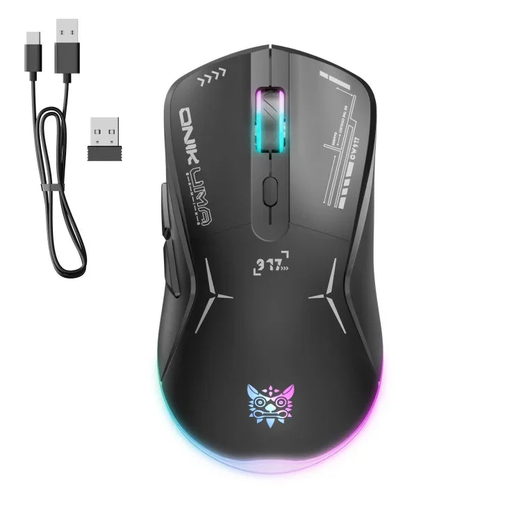 ماوس ONIKUMA CW917 RGB بدقة 4800DPI ثنائي الوضع سلكي + لاسلكي 2.4GHz، CW917 (أسود)، CW917 (أبيض)