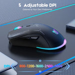 ماوس ONIKUMA CW917 RGB بدقة 4800DPI ثنائي الوضع سلكي + لاسلكي 2.4GHz، CW917 (أسود)، CW917 (أبيض)