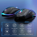 ماوس ONIKUMA CW917 RGB بدقة 4800DPI ثنائي الوضع سلكي + لاسلكي 2.4GHz، CW917 (أسود)، CW917 (أبيض)