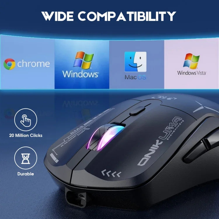 ماوس ONIKUMA CW917 RGB بدقة 4800DPI ثنائي الوضع سلكي + لاسلكي 2.4GHz، CW917 (أسود)، CW917 (أبيض)