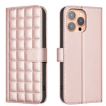 حافظة هاتف جلدية بنقشة مربعات، لهواتف iPhone 17e / 16e، iPhone 17 Pro Max، iPhone 16 Pro Max، iPhone 16 Pro، iPhone 16 Plus، iPhone 16، iPhone 15 Pro Max، iPhone 15 Pro