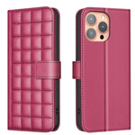 حافظة هاتف جلدية بنقشة مربعات، لهواتف iPhone 17e / 16e، iPhone 17 Pro Max، iPhone 16 Pro Max، iPhone 16 Pro، iPhone 16 Plus، iPhone 16، iPhone 15 Pro Max، iPhone 15 Pro