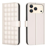 حافظة هاتف جلدية بنقشة مربعات، لهواتف iPhone 17e / 16e، iPhone 17 Pro Max، iPhone 16 Pro Max، iPhone 16 Pro، iPhone 16 Plus، iPhone 16، iPhone 15 Pro Max، iPhone 15 Pro