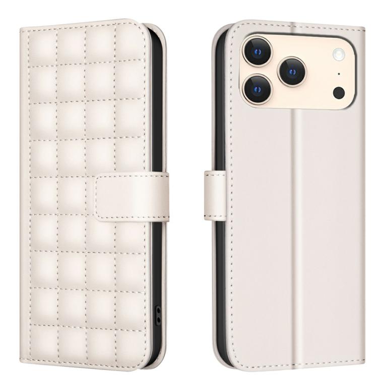 حافظة هاتف جلدية بنقشة مربعات، لهواتف iPhone 17e / 16e، iPhone 17 Pro Max، iPhone 16 Pro Max، iPhone 16 Pro، iPhone 16 Plus، iPhone 16، iPhone 15 Pro Max، iPhone 15 Pro