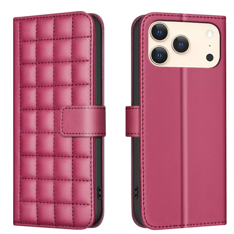 حافظة هاتف جلدية بنقشة مربعات، لهواتف iPhone 17e / 16e، iPhone 17 Pro Max، iPhone 16 Pro Max، iPhone 16 Pro، iPhone 16 Plus، iPhone 16، iPhone 15 Pro Max، iPhone 15 Pro