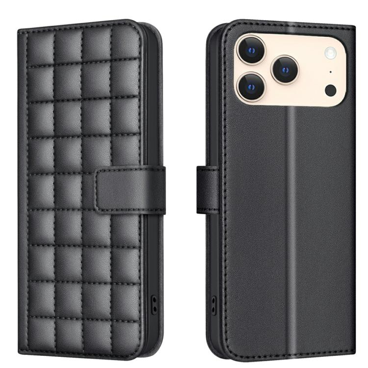 حافظة هاتف جلدية بنقشة مربعات، لهواتف iPhone 17e / 16e، iPhone 17 Pro Max، iPhone 16 Pro Max، iPhone 16 Pro، iPhone 16 Plus، iPhone 16، iPhone 15 Pro Max، iPhone 15 Pro