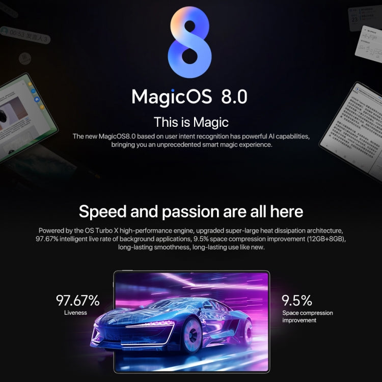 جهاز لوحي Honor MagicPad2 WiFi، شاشة 12.3 بوصة، MagicOS 8.0.1، معالج Qualcomm Snapdragon 8s Gen 3 ثماني النواة، 8 جيجابايت + 256 جيجابايت، 12 جيجابايت + 256 جيجابايت، 16 جيجابايت + 512 جيجابايت، 16 جيجابايت + 1 تيرابايت