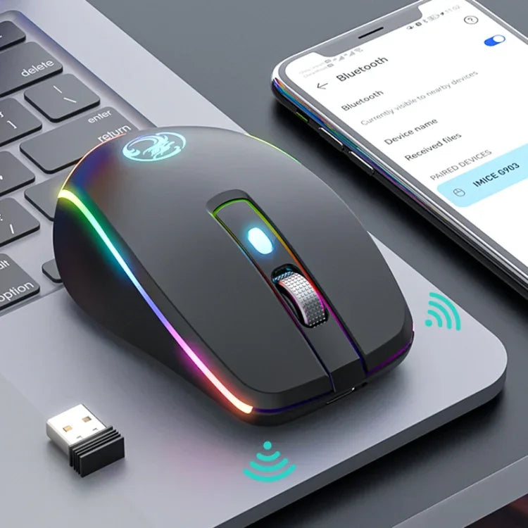 ماوس ألعاب لاسلكي صامت ثنائي الوضع 6 مفاتيح من iMICE G903 بلوتوث