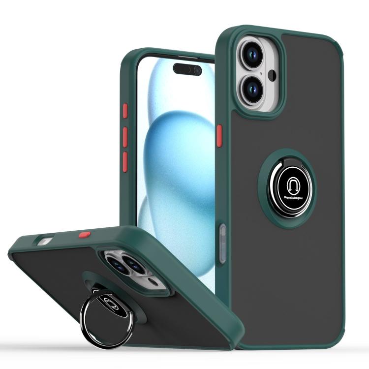غطاء هاتف Q Shadow 1 Series من TPU + PC مع حلقة، لهواتف iPhone 16 Pro، iPhone 16 Plus، iPhone 15 Pro Max، iPhone 15 Pro، iPhone 15 Plus، iPhone 15