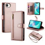 حقيبة محفظة بسحاب مع تسع فتحات بطاقات من الجلد لهاتف، لهواتف iPhone 17 Pro Max، iPhone 17 Pro، iPhone 17، iPhone Air، iPhone 16e، iPhone 16 Pro Max، iPhone 16 Pro، iPhone 16 Plus