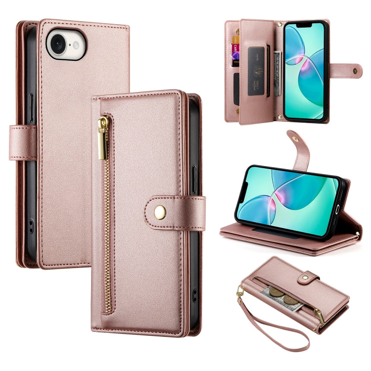 حقيبة محفظة بسحاب مع تسع فتحات بطاقات من الجلد لهاتف، لهواتف iPhone 17 Pro Max، iPhone 17 Pro، iPhone 17، iPhone Air، iPhone 16e، iPhone 16 Pro Max، iPhone 16 Pro، iPhone 16 Plus