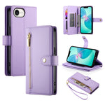 حقيبة محفظة بسحاب مع تسع فتحات بطاقات من الجلد لهاتف، لهواتف iPhone 17 Pro Max، iPhone 17 Pro، iPhone 17، iPhone Air، iPhone 16e، iPhone 16 Pro Max، iPhone 16 Pro، iPhone 16 Plus
