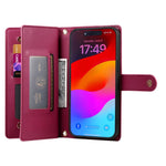 حقيبة محفظة بسحاب مع تسع فتحات بطاقات من الجلد لهاتف، لهواتف iPhone 17 Pro Max، iPhone 17 Pro، iPhone 17، iPhone Air، iPhone 16e، iPhone 16 Pro Max، iPhone 16 Pro، iPhone 16 Plus