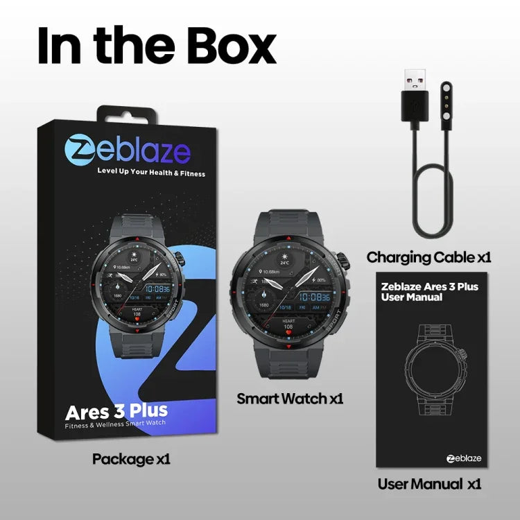 ساعة ذكية Zeblaze Ares 3 Plus مقاس 1.43 بوصة للرياضة والعافية تدعم مراقبة الصحة على مدار 24 ساعة