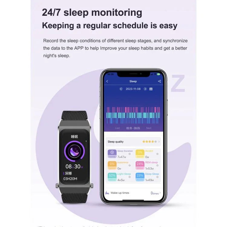 B7 Pro سماعة أذن بلوتوث 2 في 1 بشاشة 1.5 بوصة وسوار سيليكون ساعة ذكية، تدعم مراقبة معدل ضربات القلب / النوم