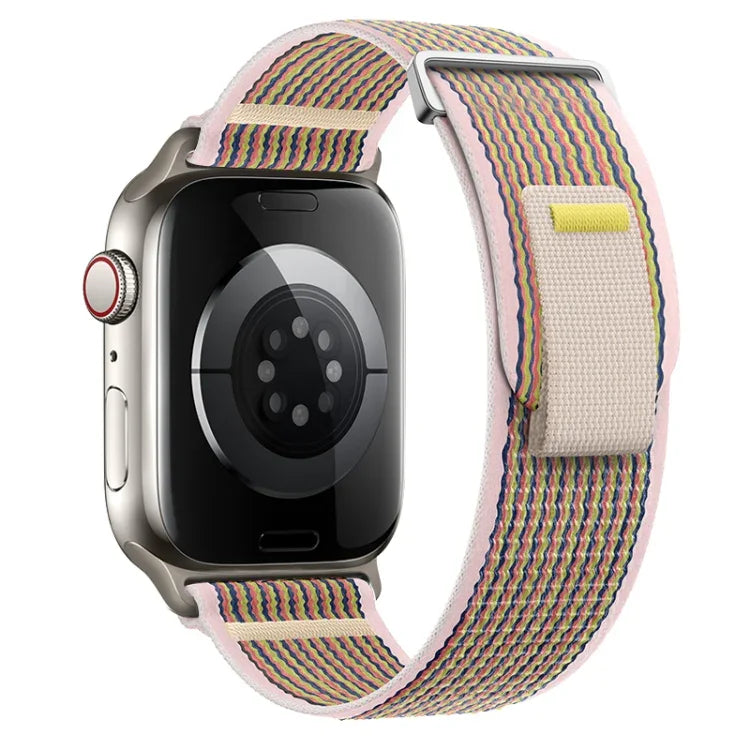 سوار ساعة نايلون بحلقة مزدوجة، لساعة آبل سيريس 7 مقاس 41مم، لساعة آبل سيريس 7 مقاس 45مم